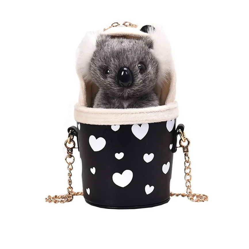 Модная женская плюшевая сумка с цепочкой Koala Женская медвежонком через плечо