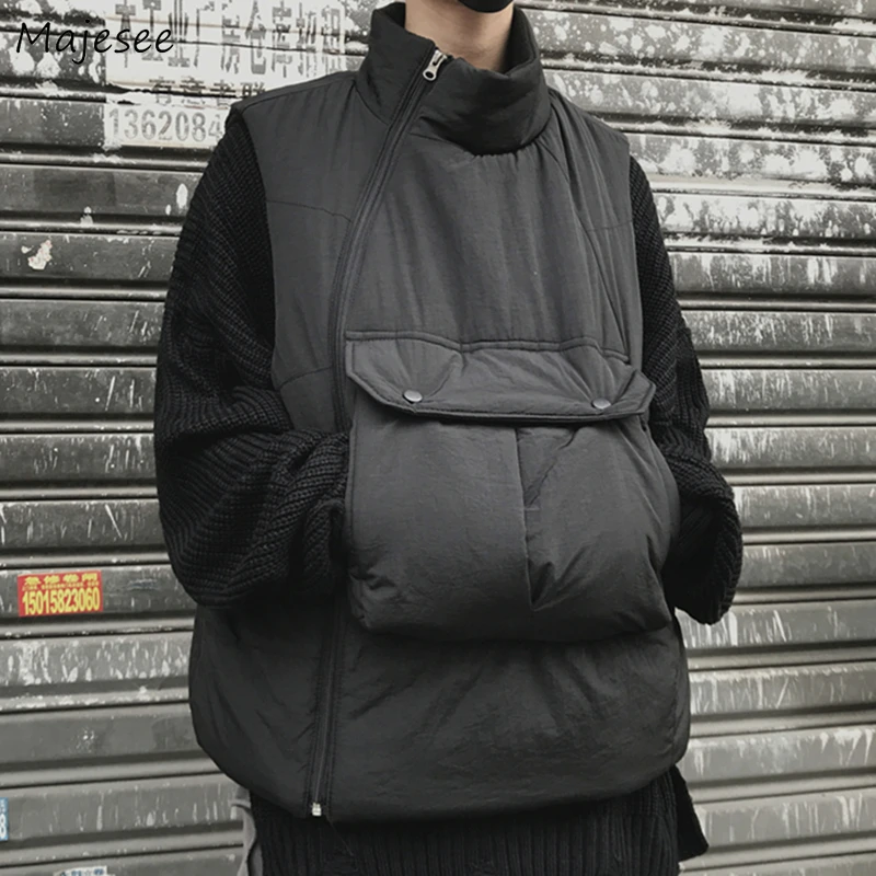 Жилет мужской в стиле ретро Ulzzang однотонный модный безрукавка с асимметричной