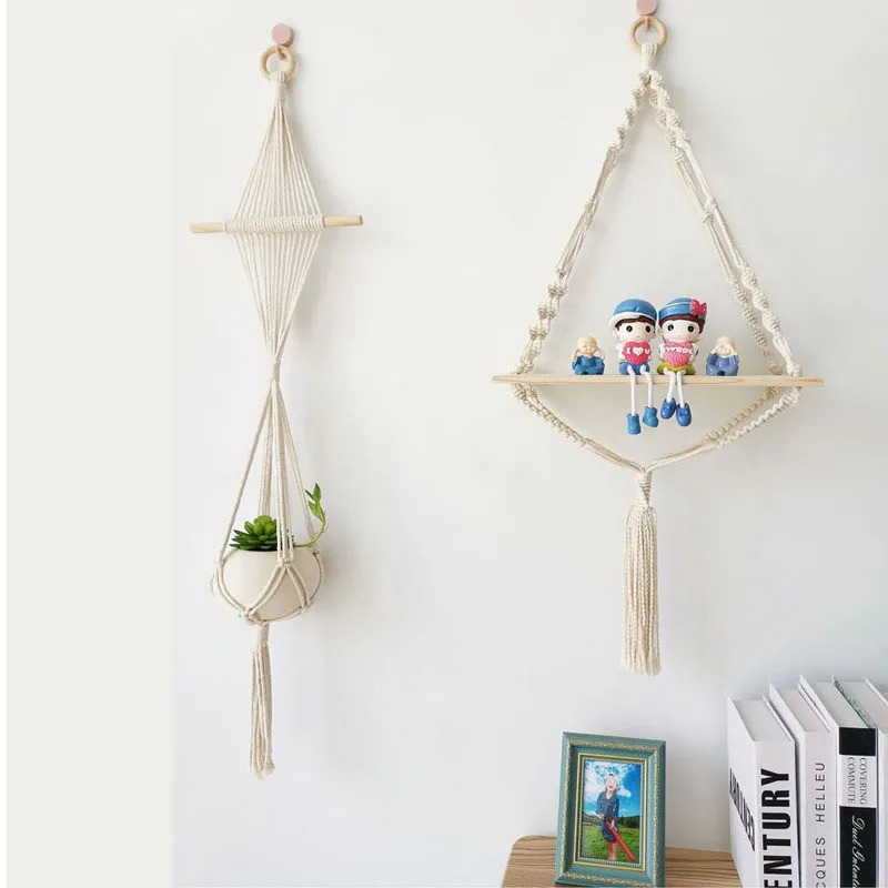 

Creative hand-woven Tassel Frame American Wall Decoration Flower Stand Birthday Gift Home Wall Decoration Plant Hanging Basket