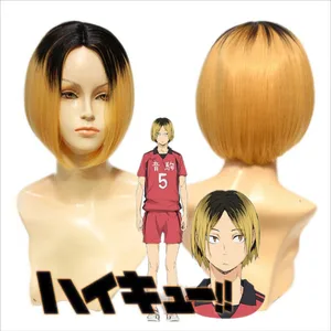 Аниме Haikyuu! Парик для косплея Kenma Kozume, с короткими желтыми волосами для костюма на Хэллоуин, с шапочкой