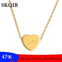 skqir engrave letter mama heart necklace gold color stainless steel chain pendant choker jewelry for women mom mothers day gift