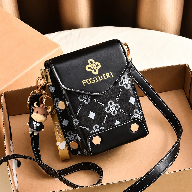 fashion shoulder bag 2022 new korean style printed women mobile phone bag luxury designer pu leather lady crossbody shoulder bag free global shipping