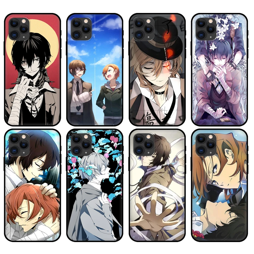 Черный чехол из ТПУ для iphone 5 5s se 2020 6 6s 7 8 plus x 10 XR XS 11 12 mini pro MAX, задняя крышка Bungou, бродячие собаки, дазай Осаму