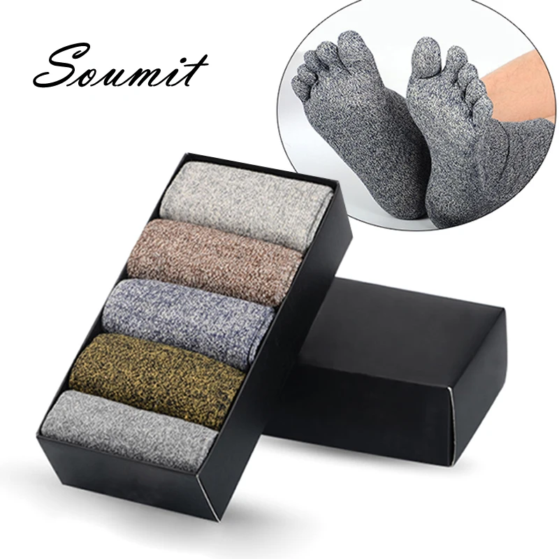 5 пар дышащие дезодорирующие хлопковые носки для мужчин пальцев дизайнерские