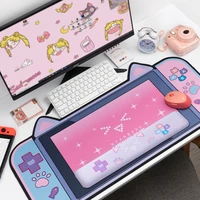 cat ear desk big mouse pad non slip carpet girl cartoon laptop soft silicone keyboard tray for switch lite computer mousepad mat