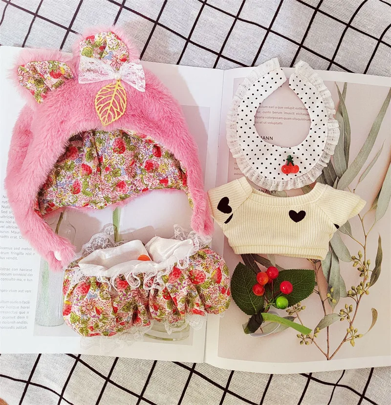 Ropa de mu&ntilde;eco de peluche, conjunto de sombrero De Seta, conejo Bobo, traje de mu&ntilde;eco de peluche de algod&oacute;n de 20Cm-2