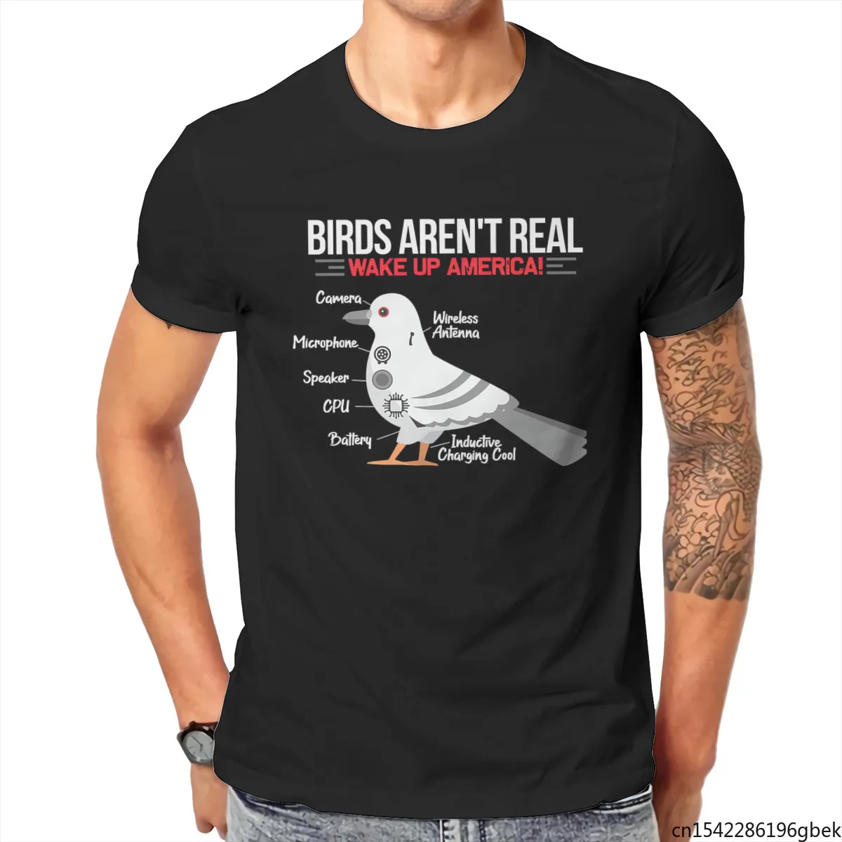 

Birds Arent Real Animal Funny Men's T-Shirt