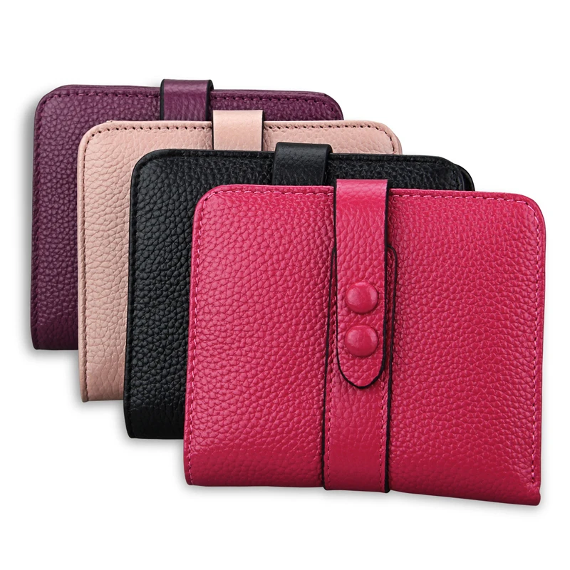 10PCS / LOT RFID Genuine Leather Wallet Short Women Wallets Zipper Poucht Purse Money Bag