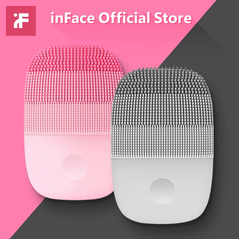 Pink and Gray InFace официальная щетка для чистки лица Mijia глубокое очищение лица водонепроницаемый силиконовый электрический Соник для очистки Xiaomi цепь поставки - Цвет: Pink and Gray