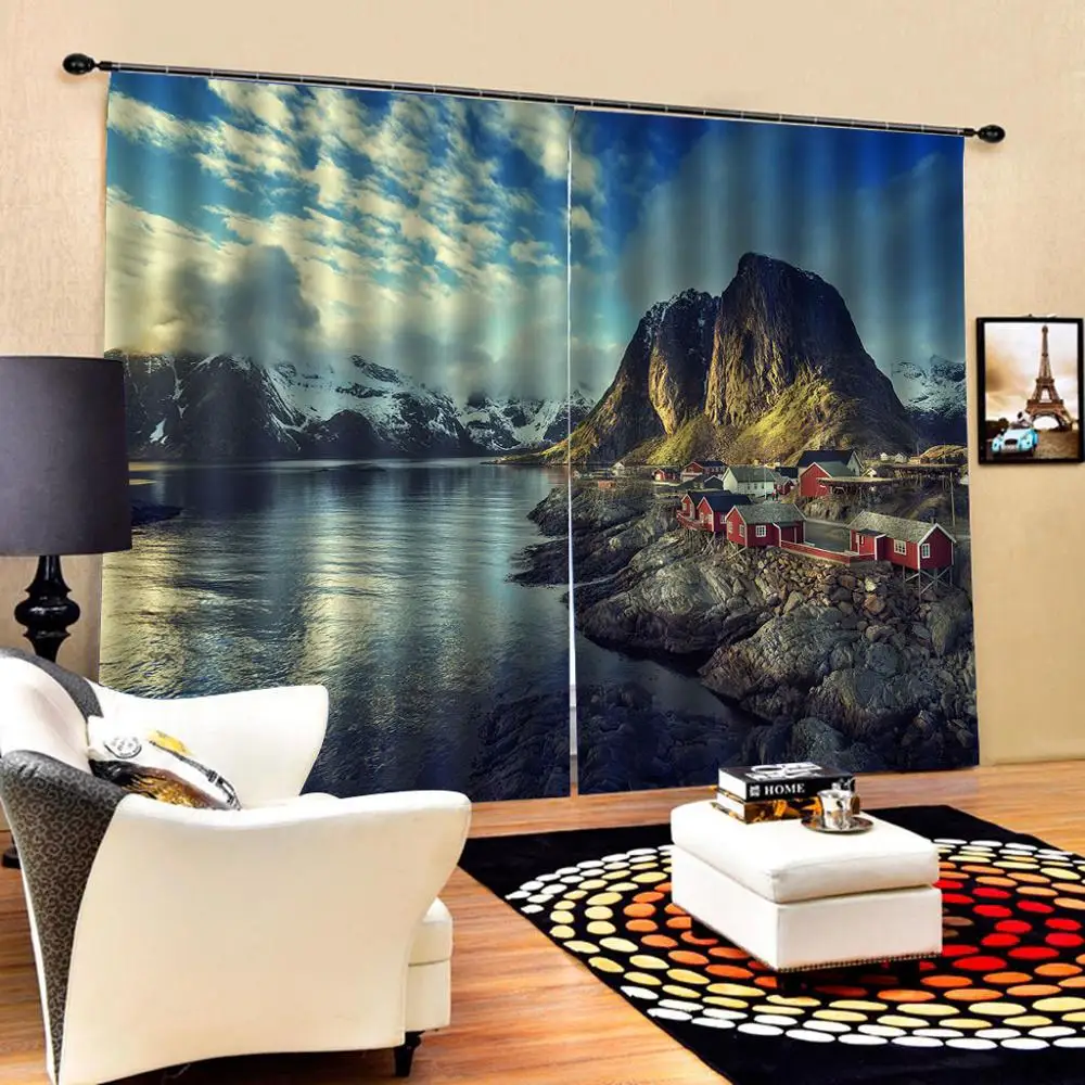 Набор занавесок для душа 3D украшение дома и озера снежный Горный пейзаж с принтом