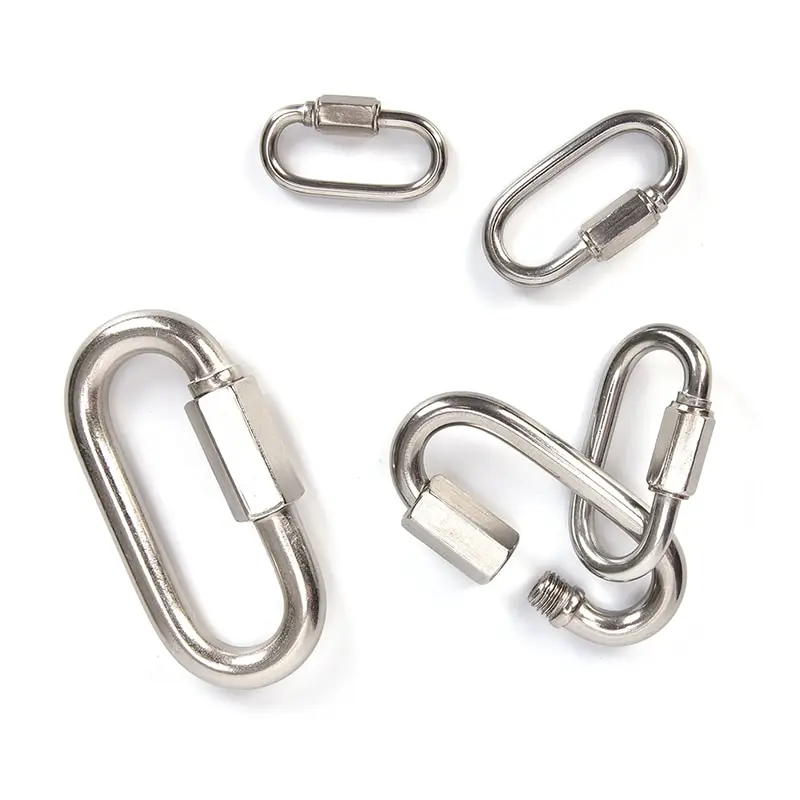 

4 Sizes Climbing Gear Carabiner Quick Links Safety Snap Hook Climbing Safety Buckle Mountaineering Stainless Steel Screw Lock
