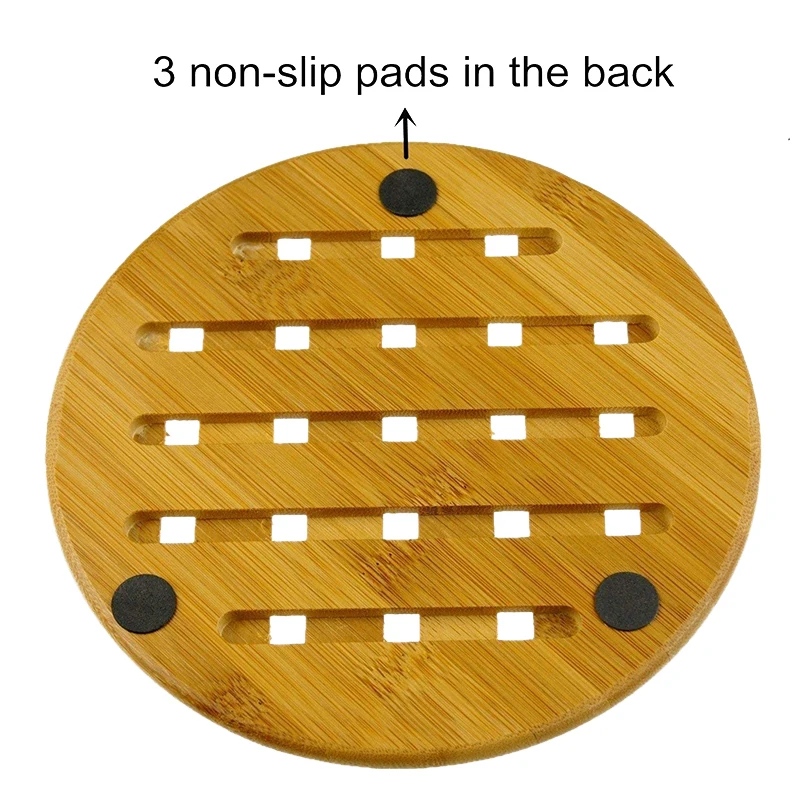 

Bamboo Trivet, Home Kitchen Bamboo Hot Pads Trivet, Heat Resistant Pads Teapot Trivet, Square and Round (Multi-Size, Pack of 4)