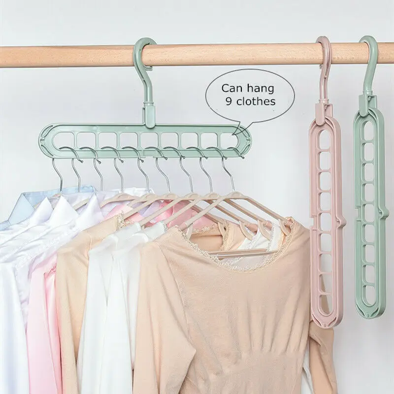 9 Holes Multi-fuction Clothing Hangers Wonder Closet Space Saver Organizer Hot Sale Rotatable Plain Colour Storage Rack | Дом и сад