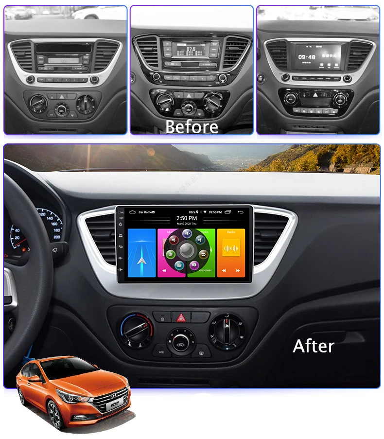 Автомобильный радиоприемник Android 10 GPS-навигация для HYUNDAI Solaris Accent Verna USB AUX стерео