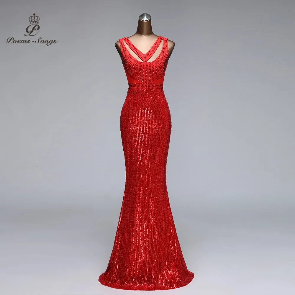 Элегантные Новые вечерние платья Вечернее бальное платье с блестками v образным