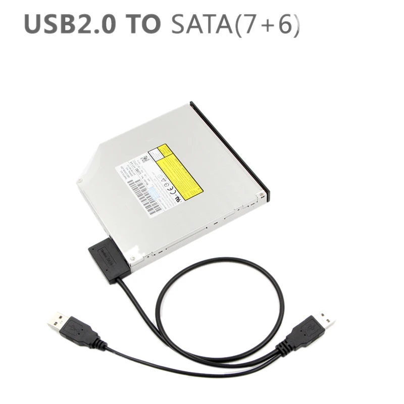 Тонкий кабель Sata Usb2.0 на 6 + 7 13pin с внешним источником питания для ноутбука Cd-Rom Dvd-Rom |