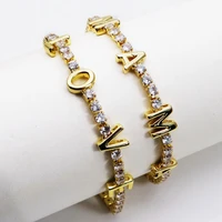 english alphabet mama love style spacing bracelet artificial stone bracelet charm bracelets chain link fashion jewelry