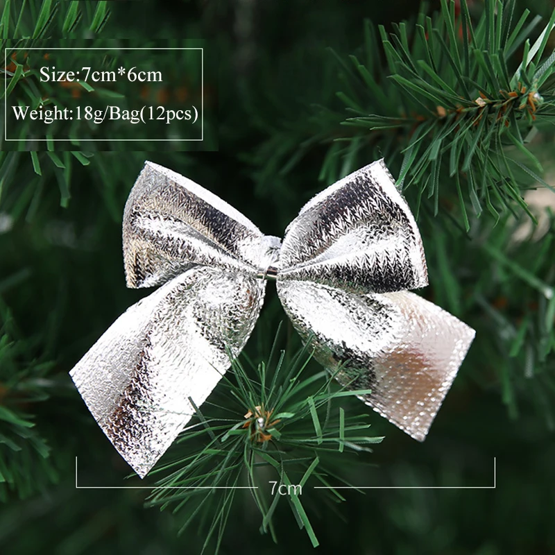 12 шт. Изысканная Рождественская елка украшение бант Флокированная Ткань золотой
