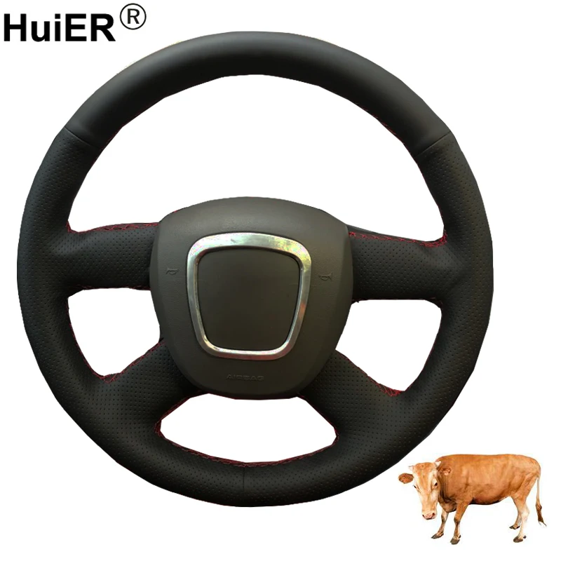 Ручное шитье чехол рулевого колеса автомобиля кожа коровы для Audi A3 2006-2013 A4 (B8) A6 (C6)