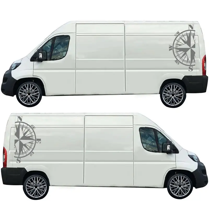 

2Pcs 90*51CM for bus Car Stickers T4 T5 T6 Compass Left Right Side Art Design Auto Body Vinyl Decals car decoration accessories