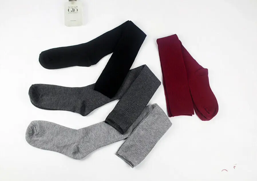 

Hot Fashion Stylish Sexy Solid Knitted Warm Cotton Over Knee High Socks Women Soft Casual Thigh High Long Loose Stocks Lady