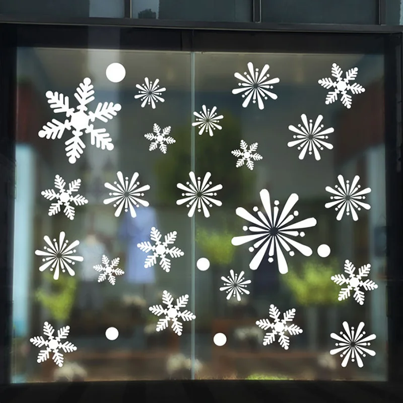 Счастливого Рождества наклейки на стену окна стекло белый Снежинка для дома