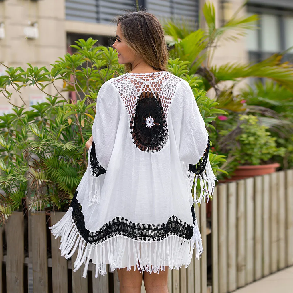 Бикини накидка кружево вязанный крючком купальник Пляжное платье для женщин 2018