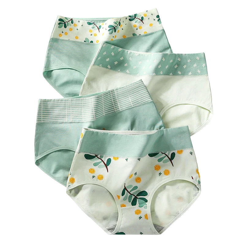 ZJX 4 шт. женские трусики с высокой талией платье из мягкого хлопка Милое