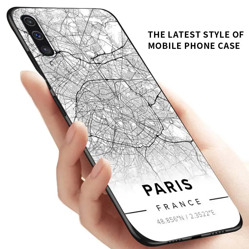 

Ins Travel Country Sketch Exclusive City Map Case For Samsung Galaxy A50 A70 A40 A30 20s A10 A90 A80 Capas Black Soft Tampa