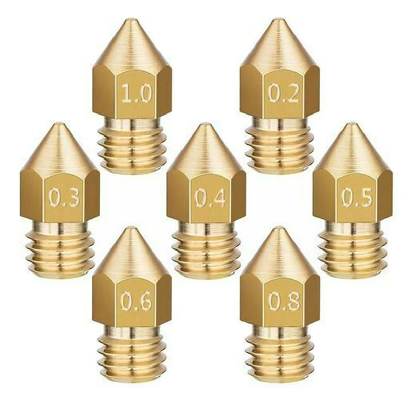 

Mk8 Nozzles Extruder Brass 7Pcs For 3D Printer CR10 0.2/0.3/0.4/0.5/0.6/0.8mm Parts Durable Accessories