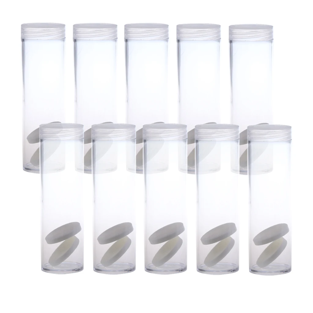 

10Pcs/set 32mm Applied Protective Tube Holder Clear Round Cases Coin Storage