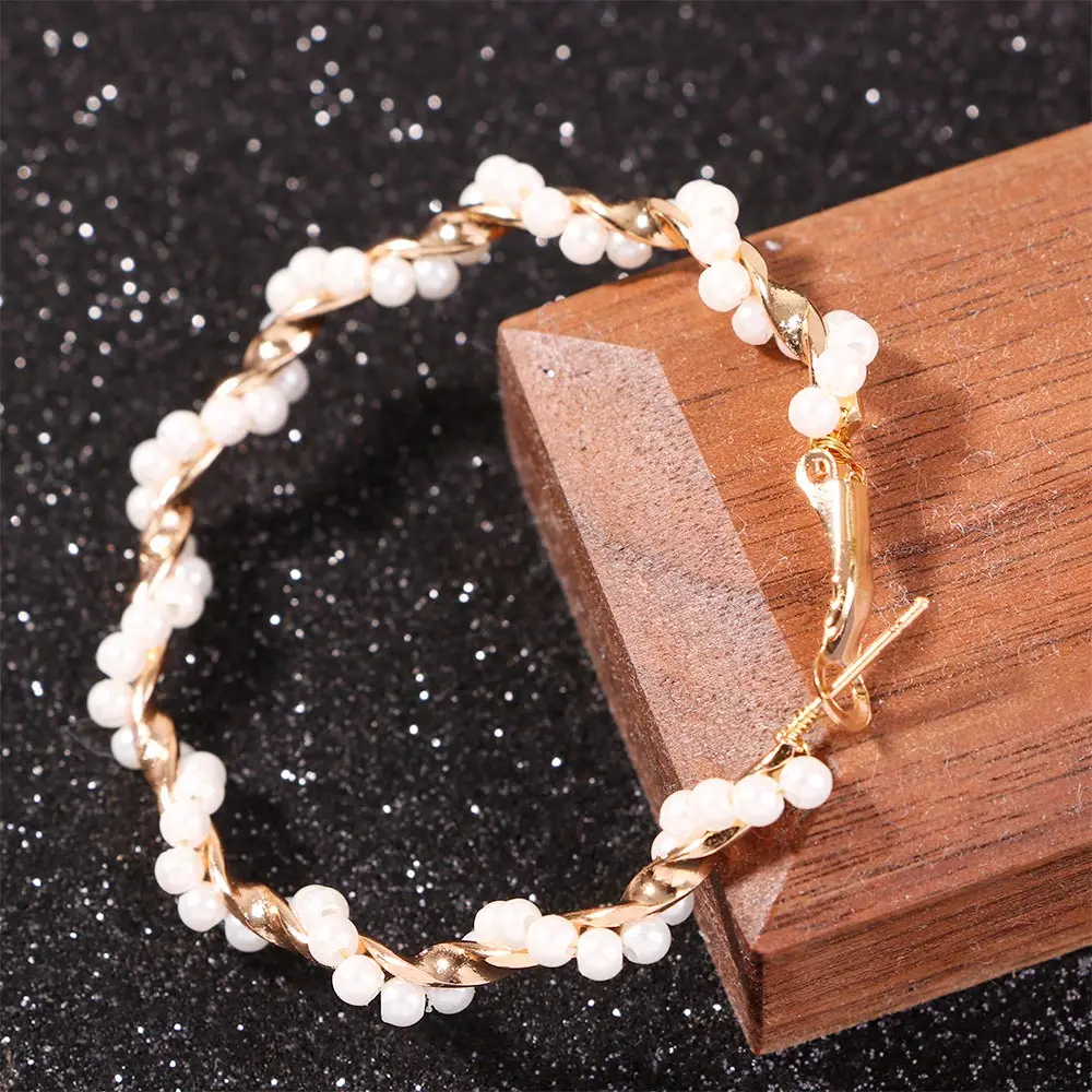 Серьги-кольца женские в стиле панк с искусственным жемчугом | Украшения и