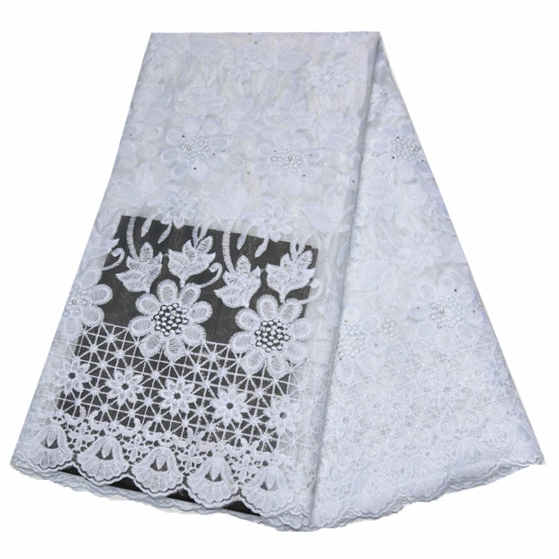 White nigerian lace fabric for wedding bridal french net embroidery african tulle 5yards per lot | Дом и сад