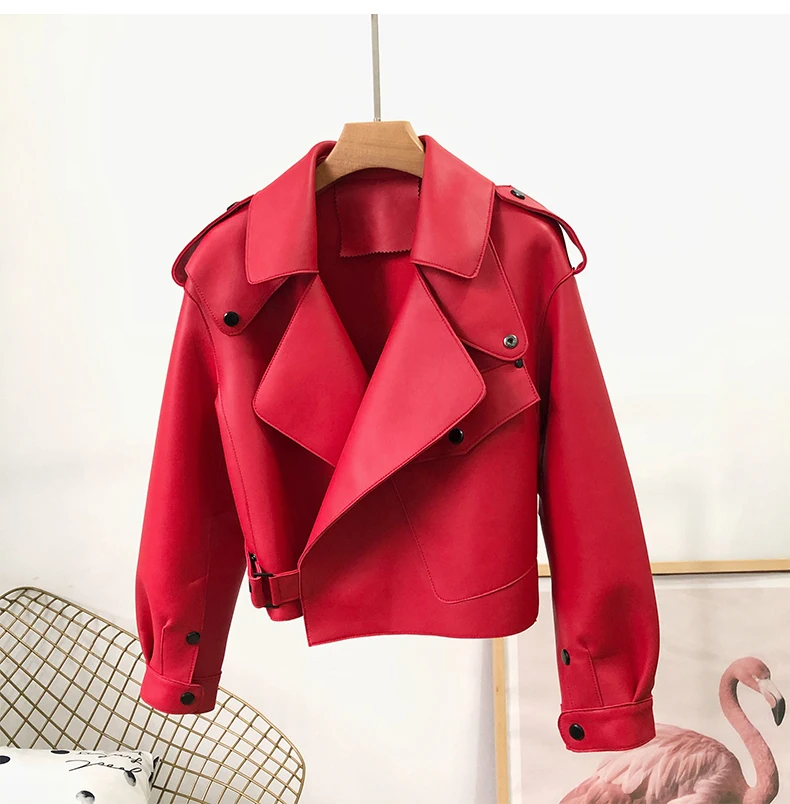 Куртка женская короткая из натуральной овечьей кожи модный пиджак свободного