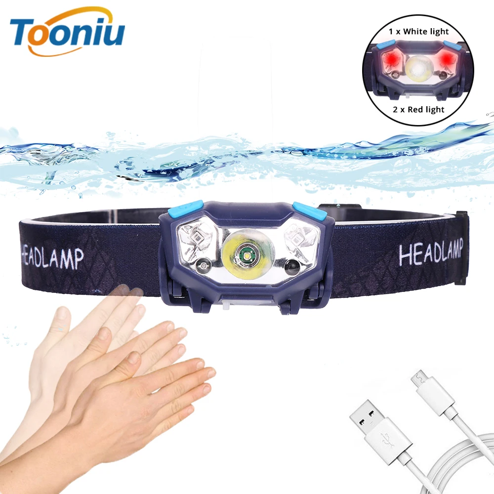 Светодиодный налобный фонарь с сенсорным переключателем светильник белый свет +