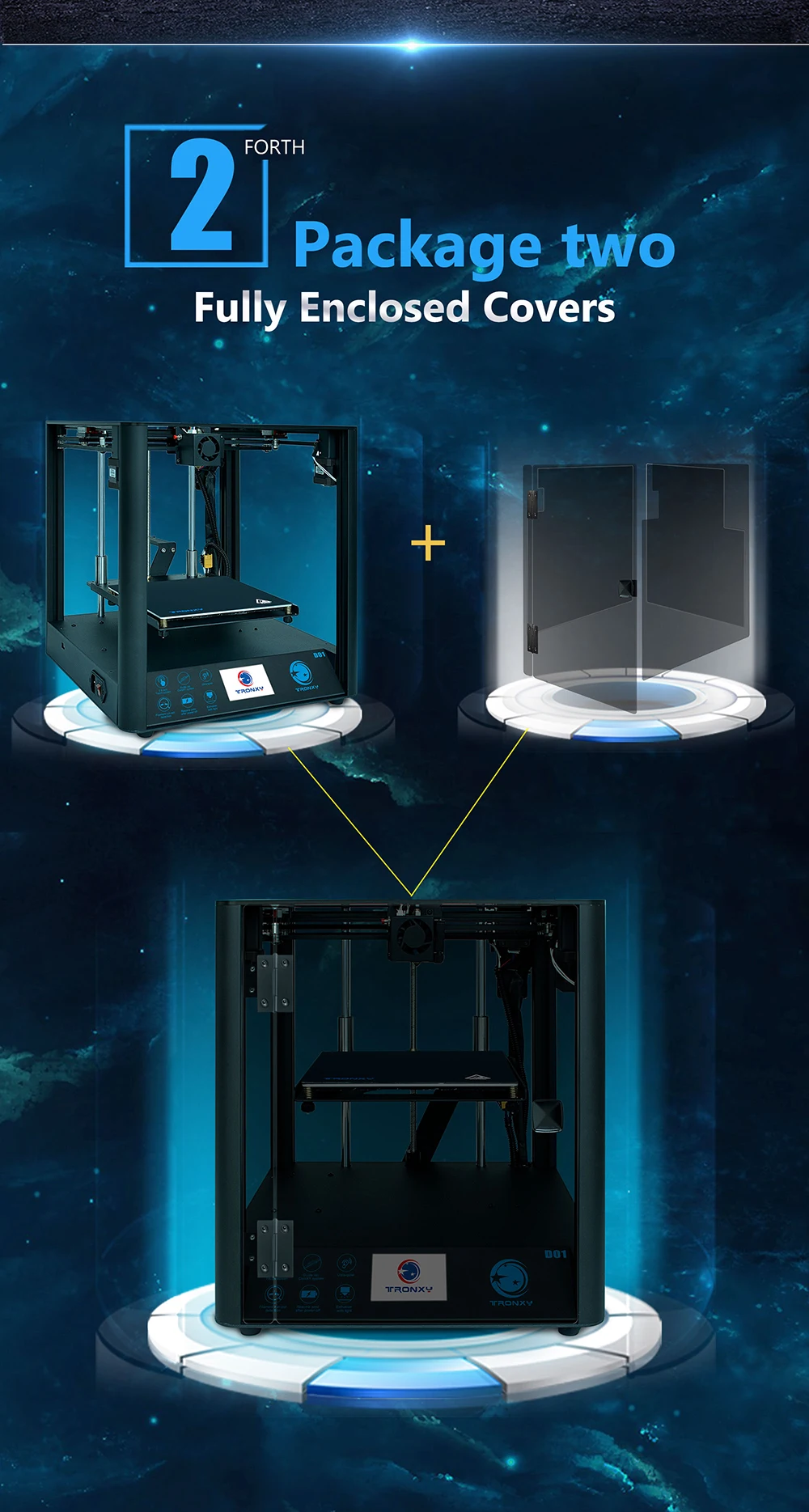 TRONXY D01 3d принтер быстрая сборка с промышленной линейной направляющей Titan Экструдер 3D печать ультра-тихий режим, Акриловая Маска на выбор