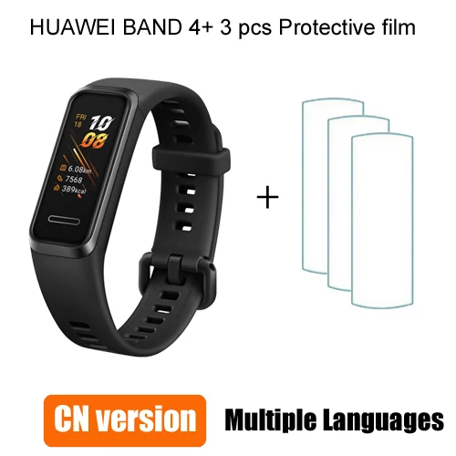 Black add 3pcs film Смарт-браслет huawei Band 4, измеритель уровня кислорода в крови, Смарт-часы, монитор сердечного ритма, новые часы с usb-разъемом, зарядка - Цвет: Black add 3pcs film