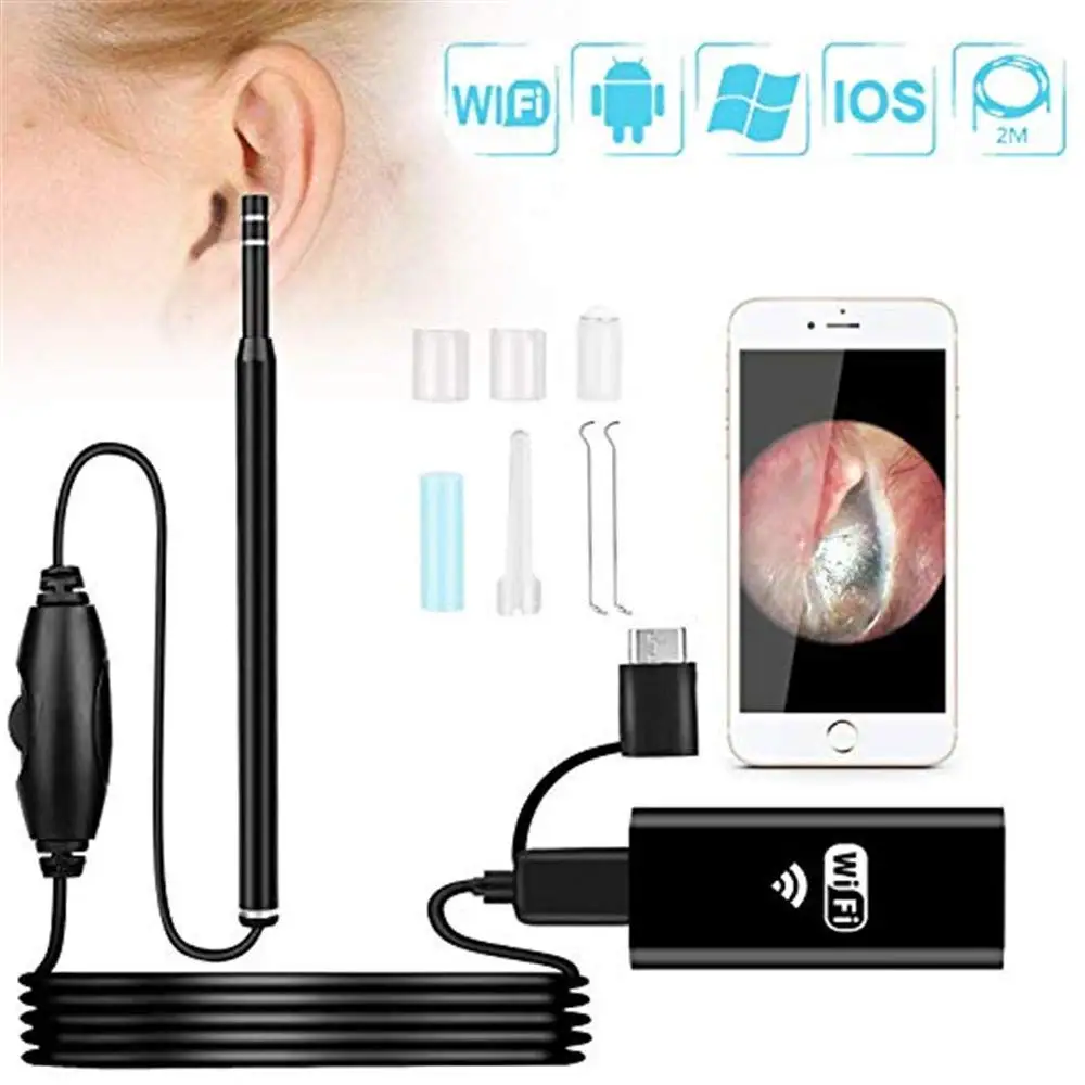 

Ear Endoscope Wireless WiFi 5.5mmVideo HD 720P Medical Safety Waterproof Camera IPhone Android Otoscopes Endoscopy and Windows