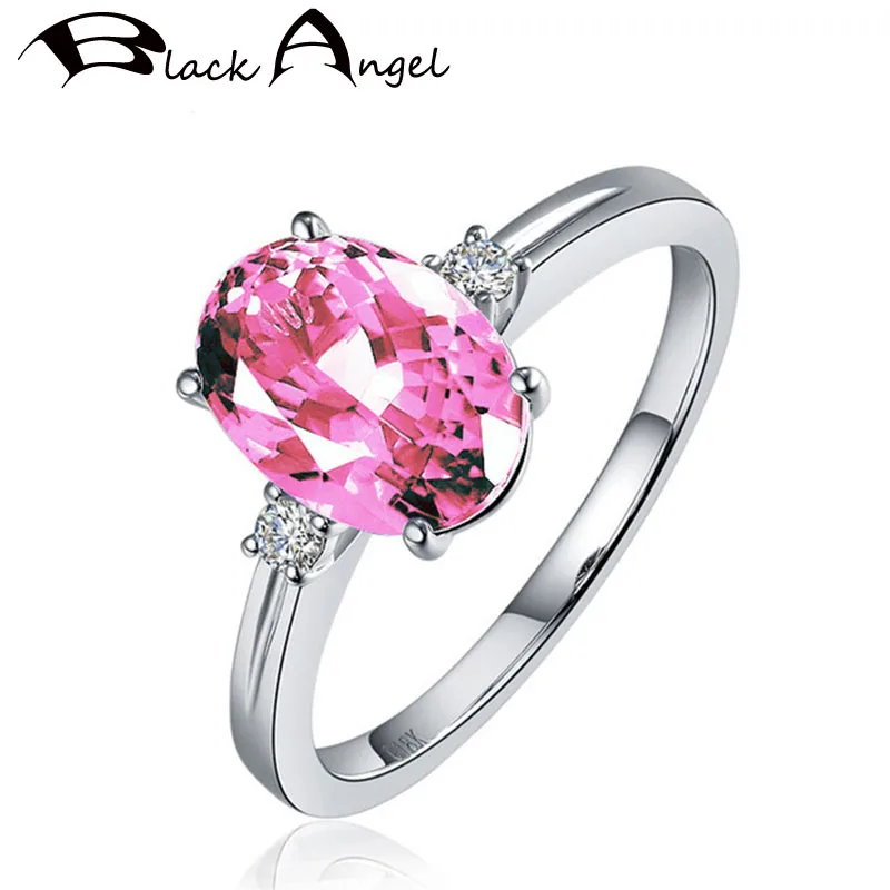 

925 Sterling Silver Luxury Pink Gemstone Wedding Ring For Women Bride Sapphire Emerald Adjustable Ring Jewelry Wholesale
