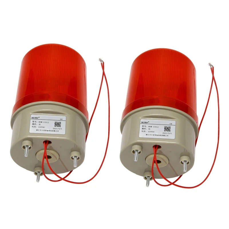 

Промышленная мигающая звуковая сигнализация, 2 шт., светодиодная сигнальная лампа, 220 В, красная, предупреждающая лампа, акустическая систем...