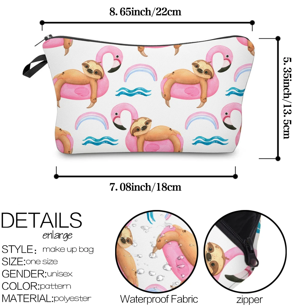 Deanfun Printing Sloth Cosmetic Bag Summer Pink Flamingo White Makeup Waterproof Organizer 52010 | Багаж и сумки