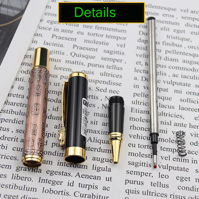 Классический китайский стиль полностью металлический перьевой ручки для письма, подарок для бизнесменов, роскошный набор из 2 ручек.