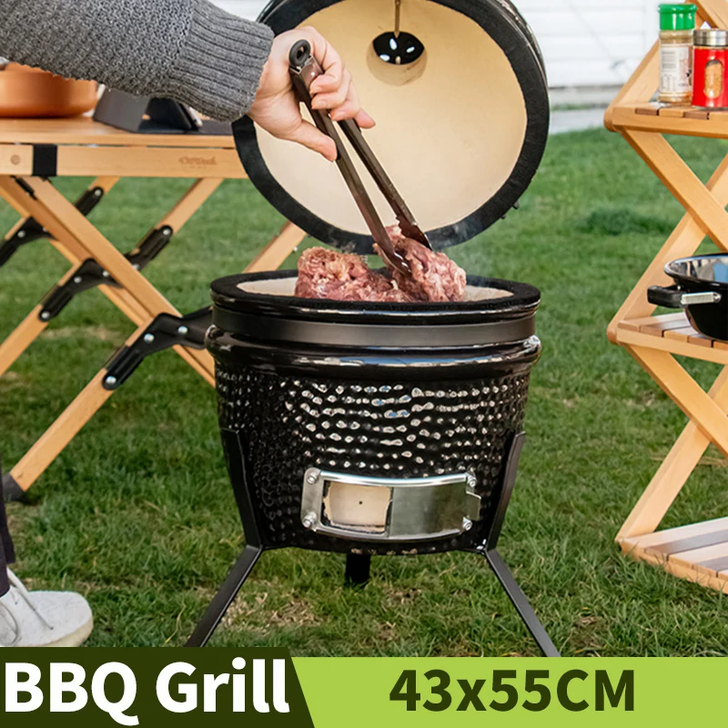 

13" Courtyard Household BBQ Grill Outdoor Portable Charcoal Braised Oven Garden Egg Barbecue Grill Ceramics Smoked Furnace