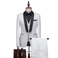 brand shawl collar groom wedding suit white fashion 3 piece banquet prom party suit for men 2021 gentleman suit m 6xl