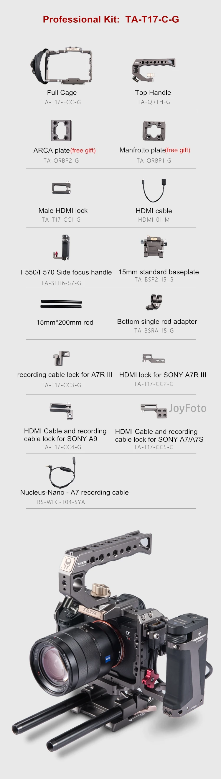 Tilta DSLR Камера клетка TA-T17-A-G TA-T17-C-G для sony A7 A9 A7III A7R3 A7M3 A7S3 sony A7/A9 серии w/фокусная ручка A7 iii клетка