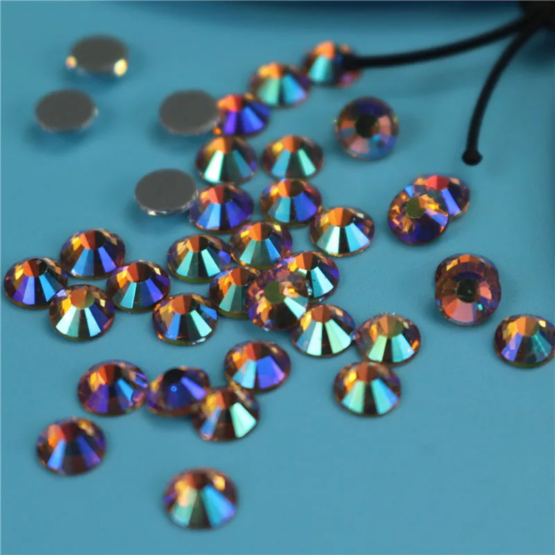 

Top quality AAAAA Crystal Yellow Symphony ab Flatback Glass Rhinestone Iron on /Hot-fix Rhinestones Strass Shiny More Bright