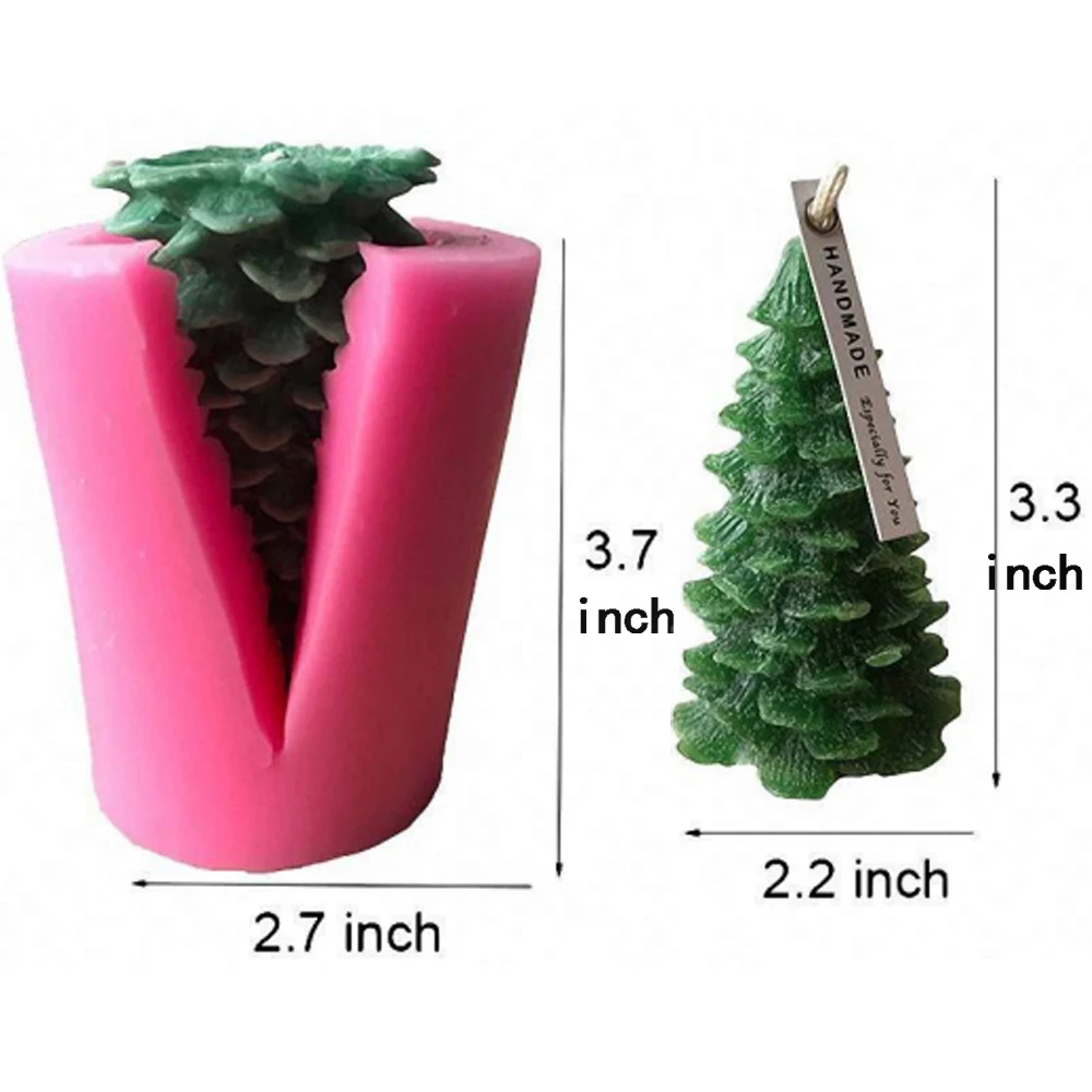 

3D Wax Christmas Tree Candle Silicone Mould Xmas Gift for Friends Dessert Jelly ice cream Aromatherapy Candle Molds
