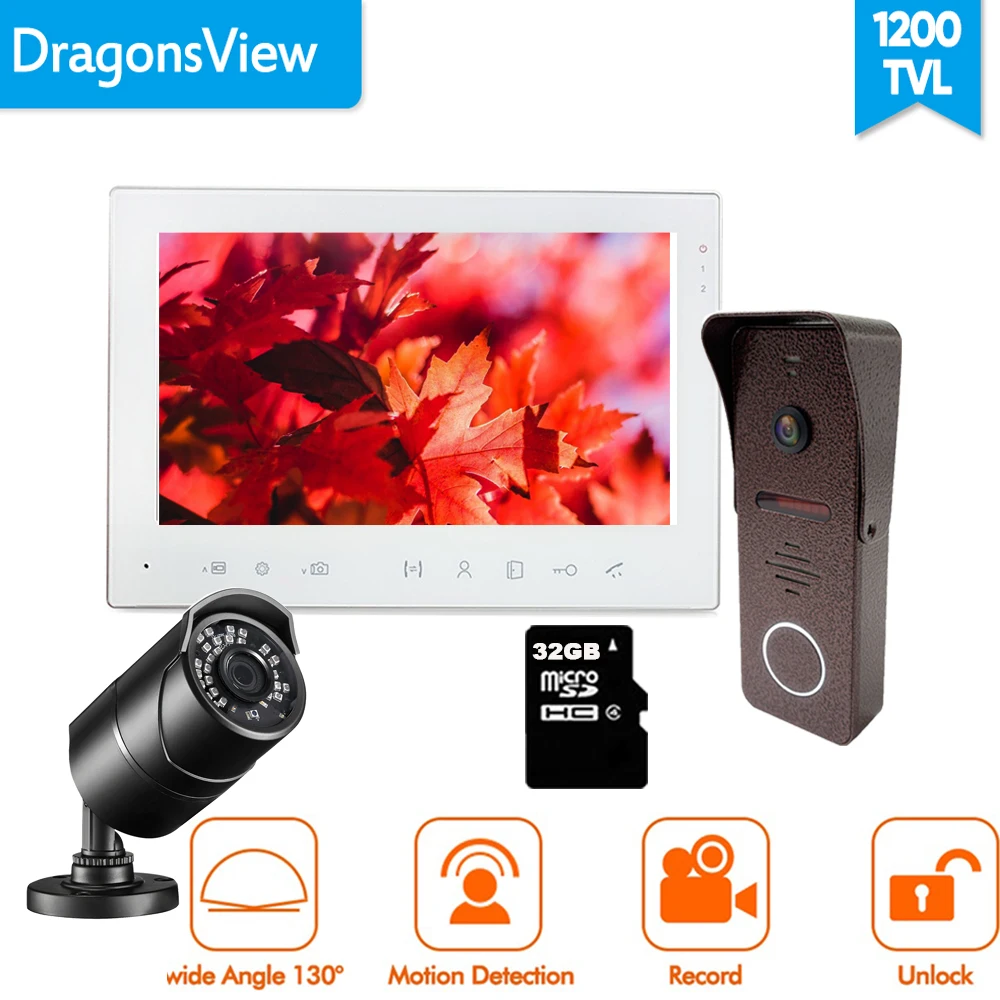 Видеодомофон Dragonsview 7 дюймов проводной дверной звонок система связи 1200TVL объектив