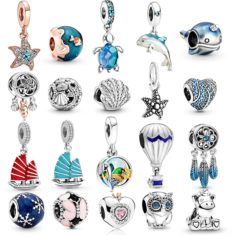 

2 шт./лот Летний стиль с серебряным покрытием Дельфин Морская звезда очарование кулон в форме "сделай сам", фирма Bracelets ожерелья для женщин юв...