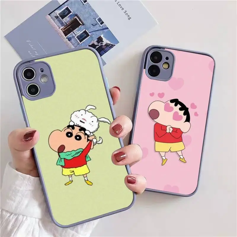 

Cartoon Crayons Shin cute Chan Phone Case For iphone 13 12 11 xr xs x 7 8 pro max Light gray Soft TPU Silicone Clear Case Cover